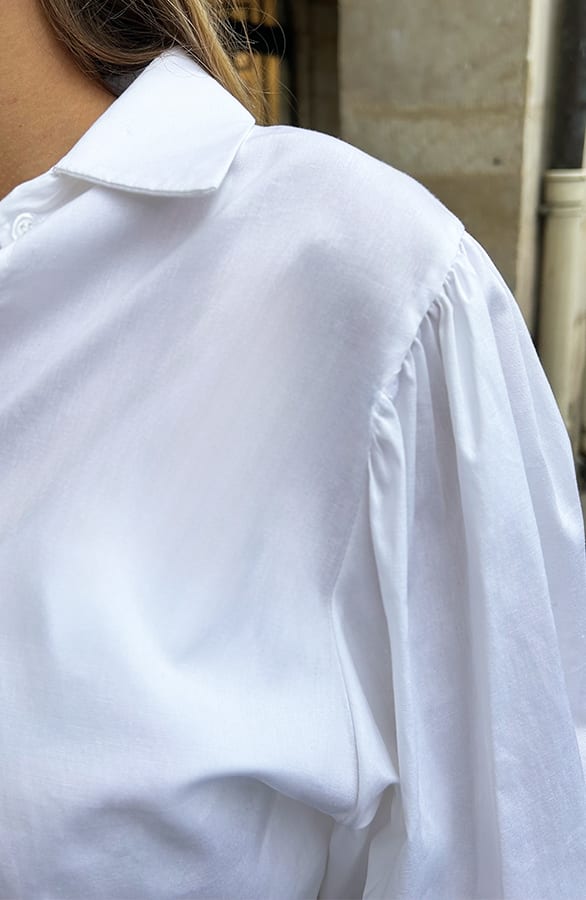 Timeless Puff Sleeve Cotton Blouse Wit – shoparchief — foto 5
