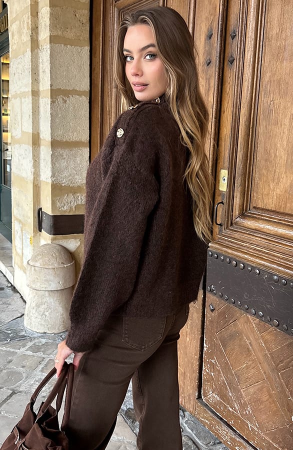 Wool Knit Sweater Met Knopen Choco – truien — foto 4