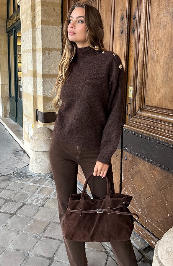 Wool Knit Sweater Met Knopen Choco – truien — foto 6