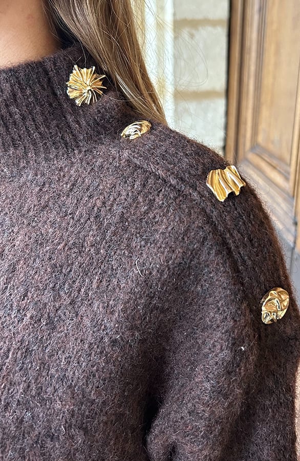 Wool Knit Sweater Met Knopen Choco – truien — foto 5
