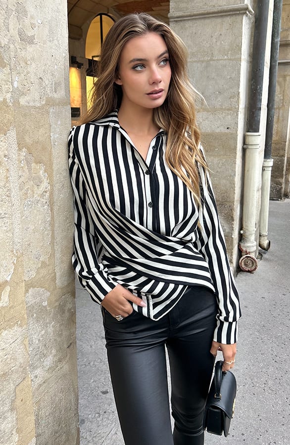 Wrap Blouse Black Stripe – shirts & tops — foto 9