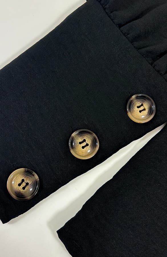 Button Down Blouse Met Pofmouw Zwart – kleding — foto 4