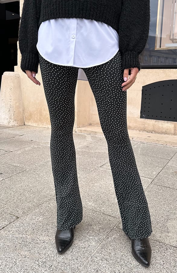 Janine Flared Broek Polkadots Zwart