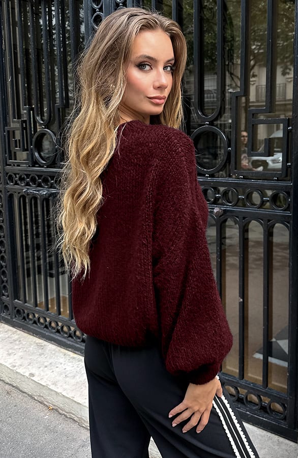 Oversized Knitted Trui Carli Burgundy – truien — foto 4
