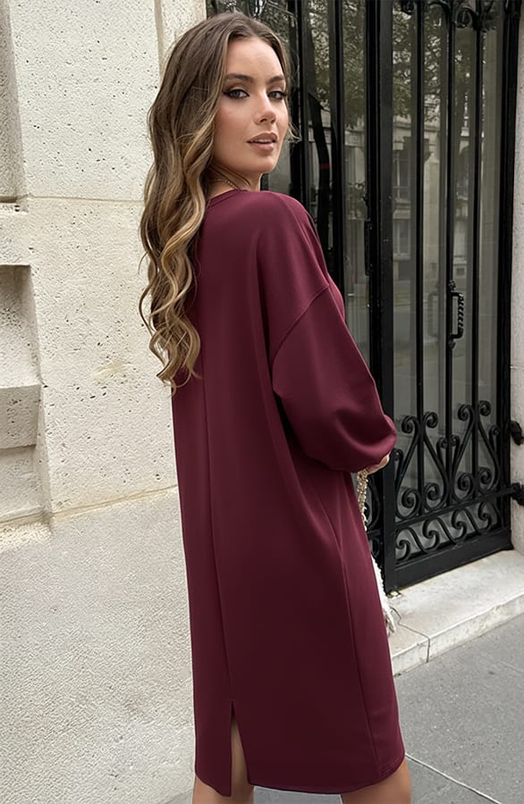 Relaxed Fit Sweaterjurk Burgundy – alle jurkjes — foto 2
