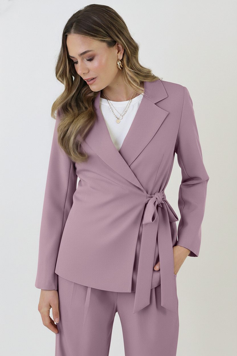 Getailleerde Blazer Met Strik Mauve – blazers