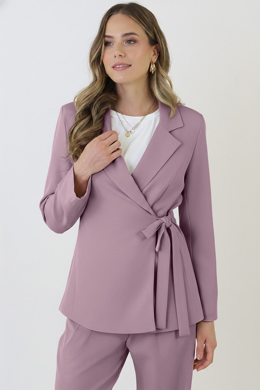 Getailleerde Blazer Met Strik Mauve – blazers — foto 5