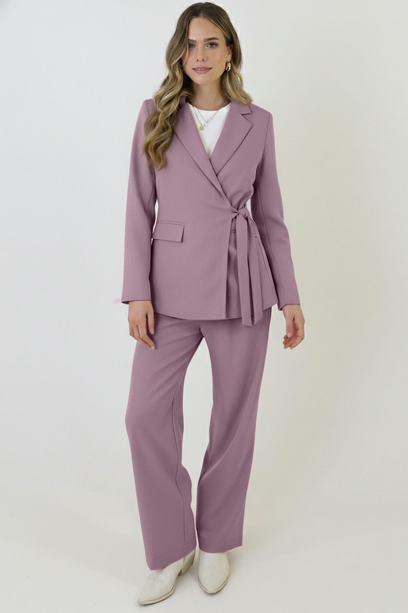Getailleerde Blazer Met Strik Mauve – blazers — foto 4