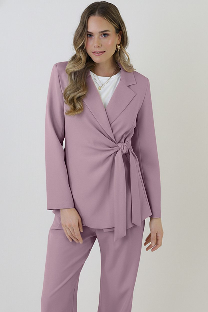 Getailleerde Blazer Met Strik Mauve – blazers — foto 6