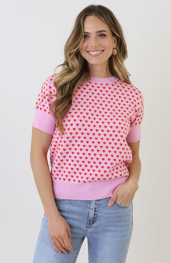 Amour Knitted Short Sleeve Top Roze – shirts & tops — foto 10