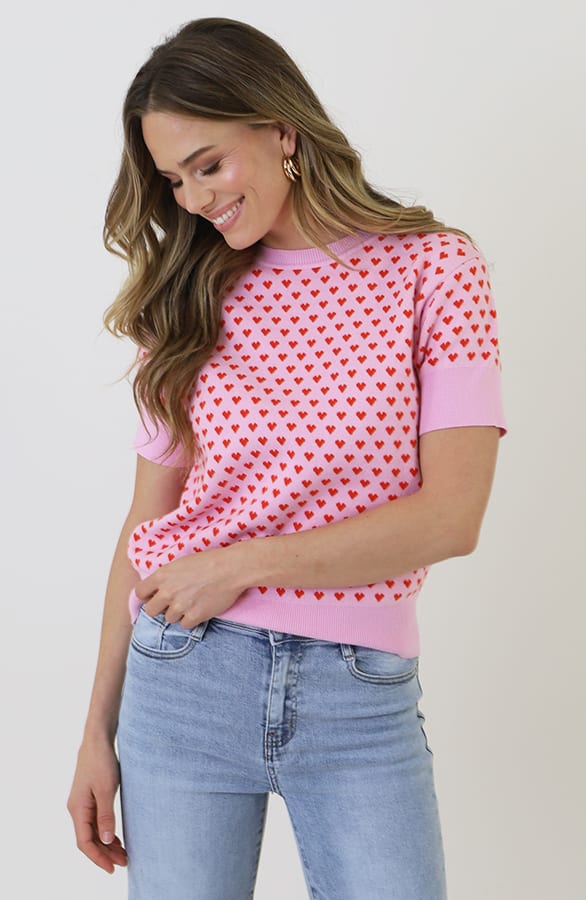 Amour Knitted Short Sleeve Top Roze – shirts & tops — foto 6