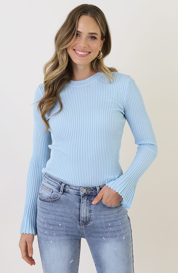 Bell Sleeve Top Light Blue – shirts & tops