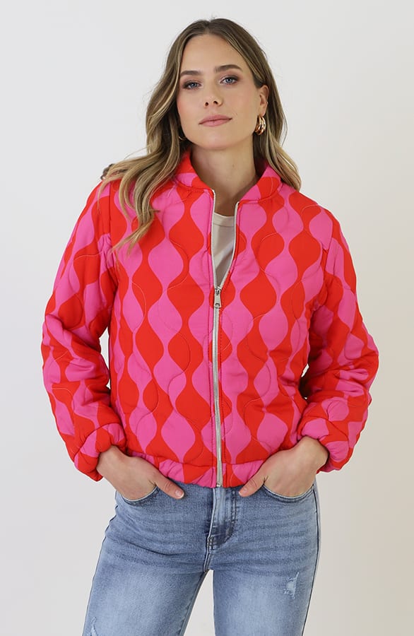 Boho Bomber Jacket Fuchsia Rood – jassen — foto 6