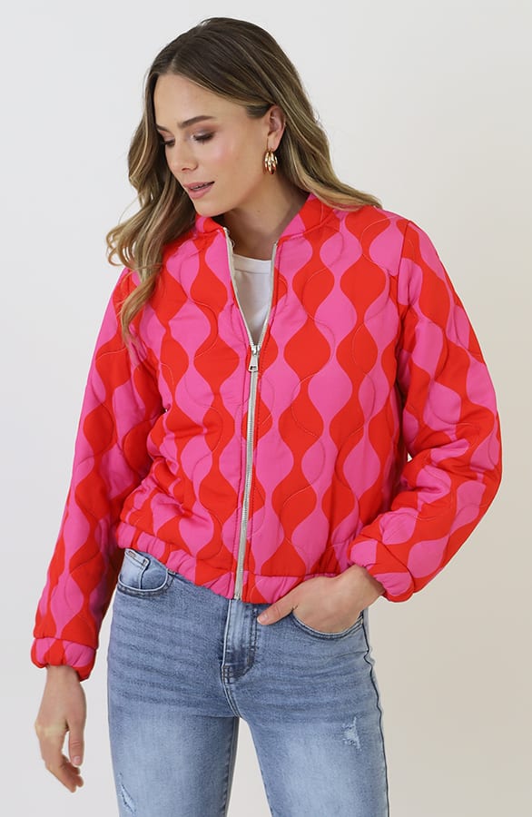 Boho Bomber Jacket Fuchsia Rood – jassen — foto 5