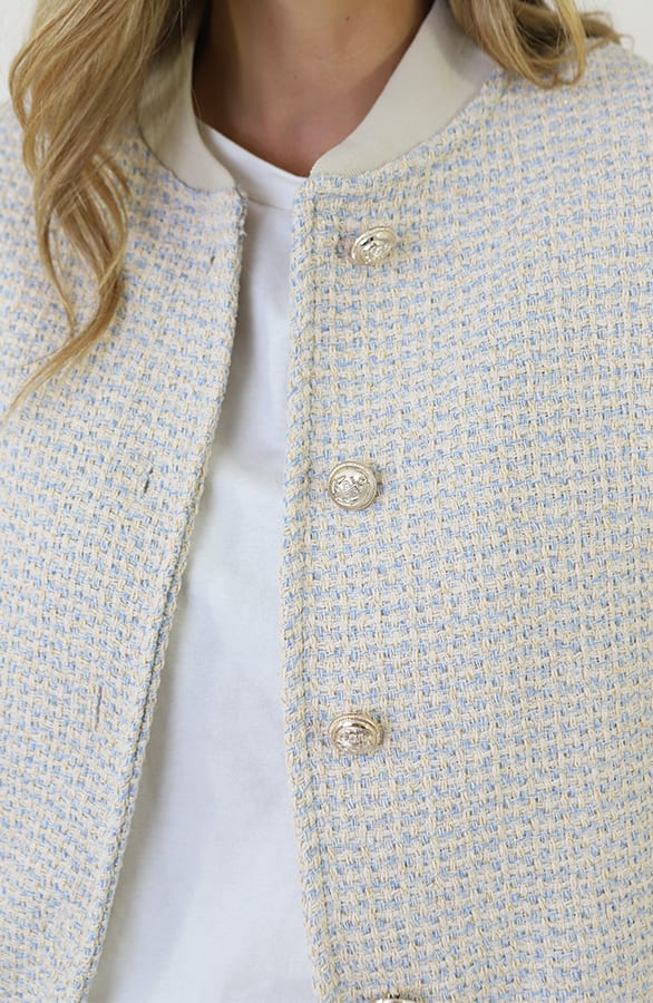 Bomber Jas Boucle Blauw Beige – jassen — foto 4