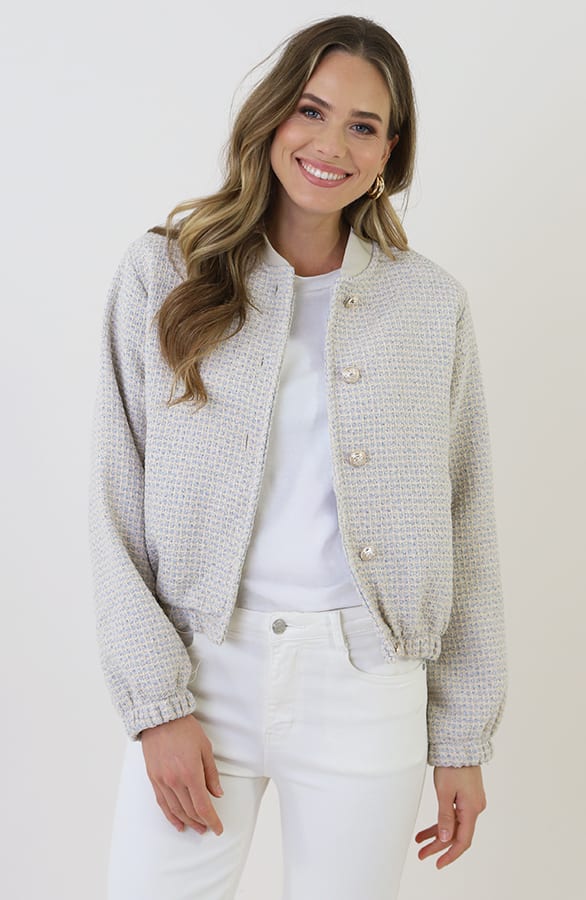 Bomber Jas Boucle Blauw Beige – jassen — foto 7
