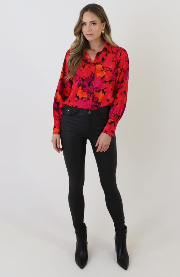Botanical Floral Blouse Rood Roze – kleding — foto 10