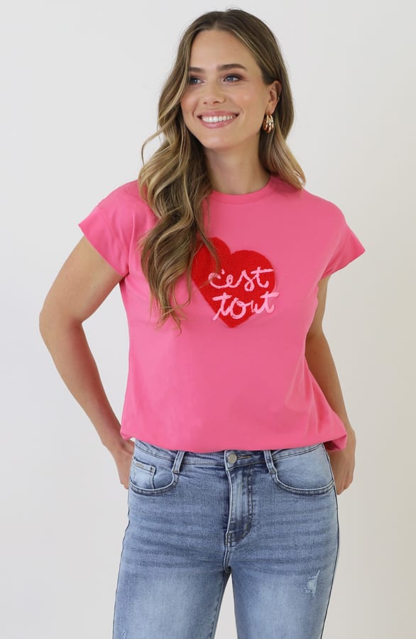 Amour Heart Tee Roze – shirts & tops — foto 5