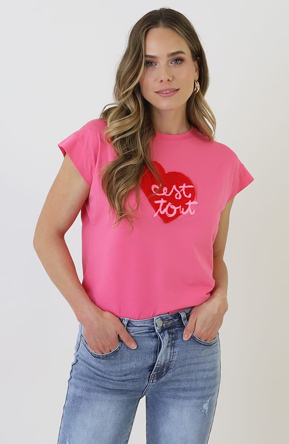 Amour Heart Tee Roze – shirts & tops — foto 9