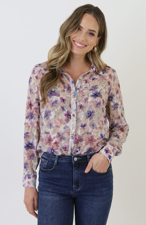 Chiffon Floral Print Blouse Beige – kleding — foto 8