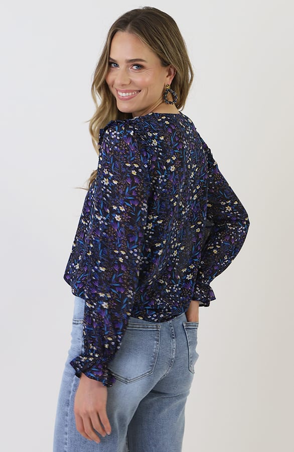Chiffon Floral Ruffle Blouse Multicolor – kleding — foto 9