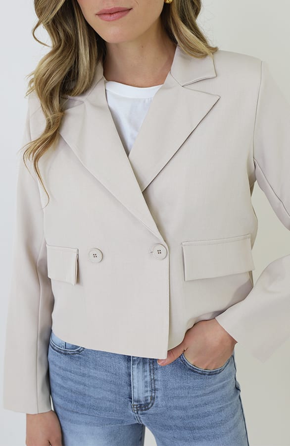 Classic Cropped Blazer Beige – blazers — foto 4