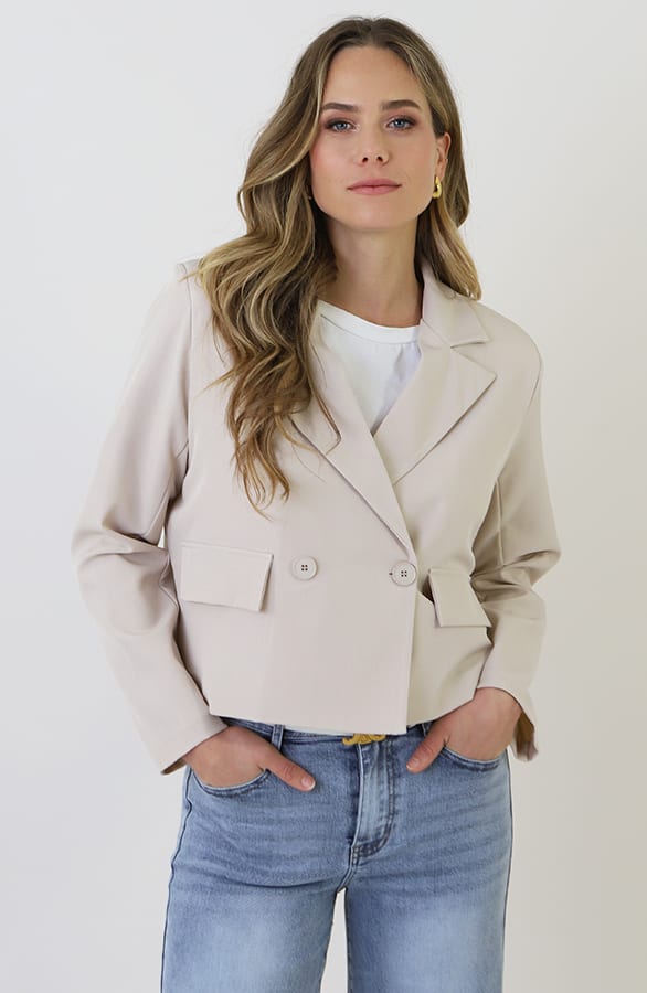 Classic Cropped Blazer Beige – blazers — foto 2