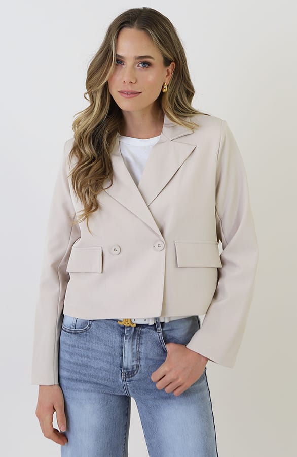 Classic Cropped Blazer Beige – blazers — foto 7