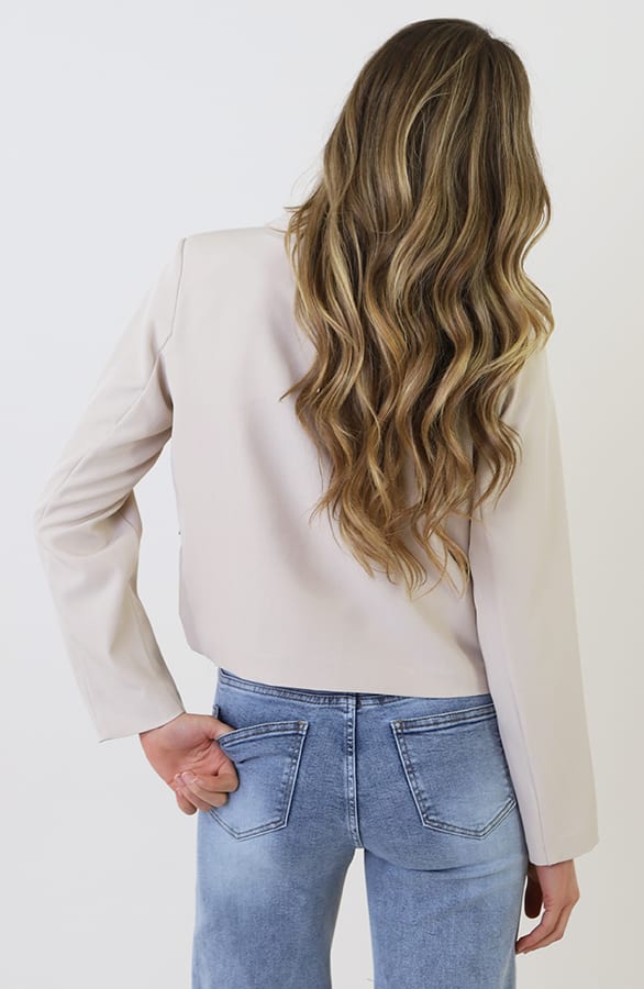 Classic Cropped Blazer Beige – blazers — foto 3