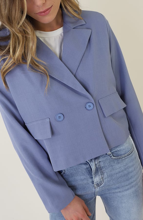Classic Cropped Blazer Jeansblue – blazers — foto 10
