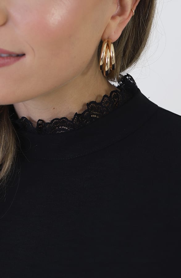 Col Blouse Met Kantdetail Zwart – kleding — foto 9