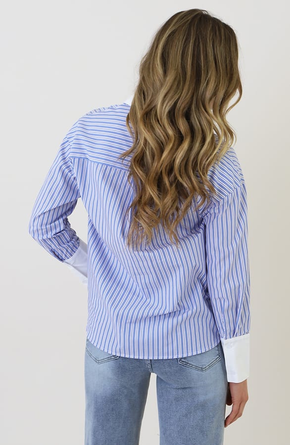 Contrast Stripe Blouse Blauw – shirts & tops — foto 9