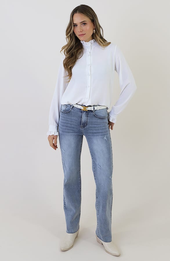 Elegant Ruffle Neck Blouse Ecru – kleding — foto 8
