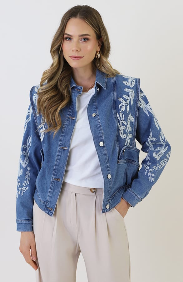 Exclusive Leaves Denim Jacket – jassen — foto 8