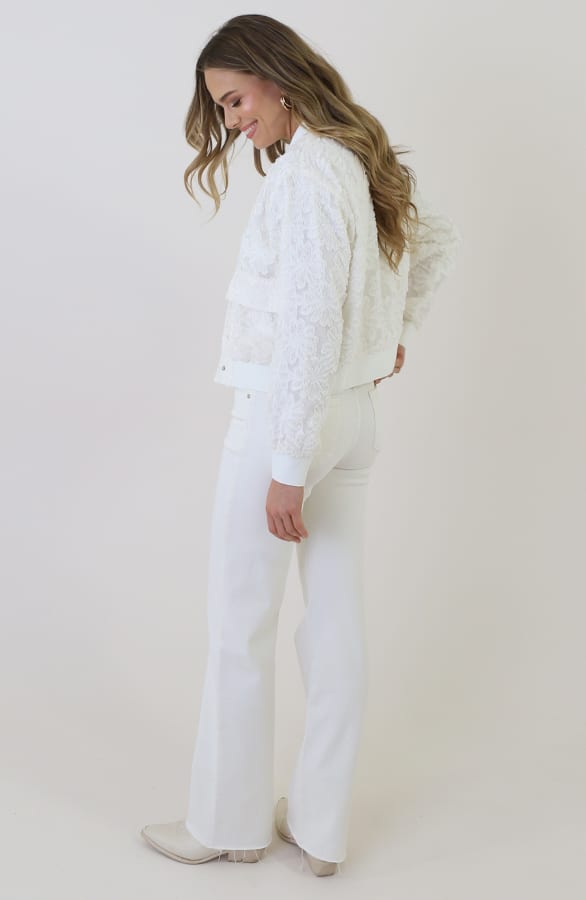 Floral Texture Bomber Jacket Ecru – vesten — foto 10