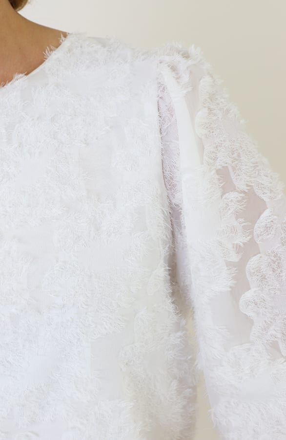 Franje Pofmouwen Top Ecru – kleding — foto 4