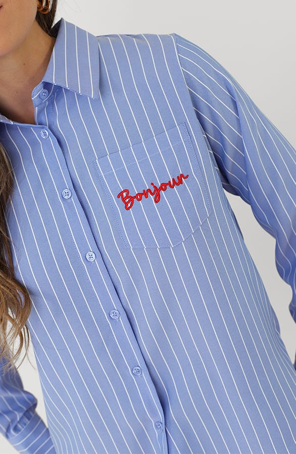 French Stripe Blouse Blauw – kleding — foto 10