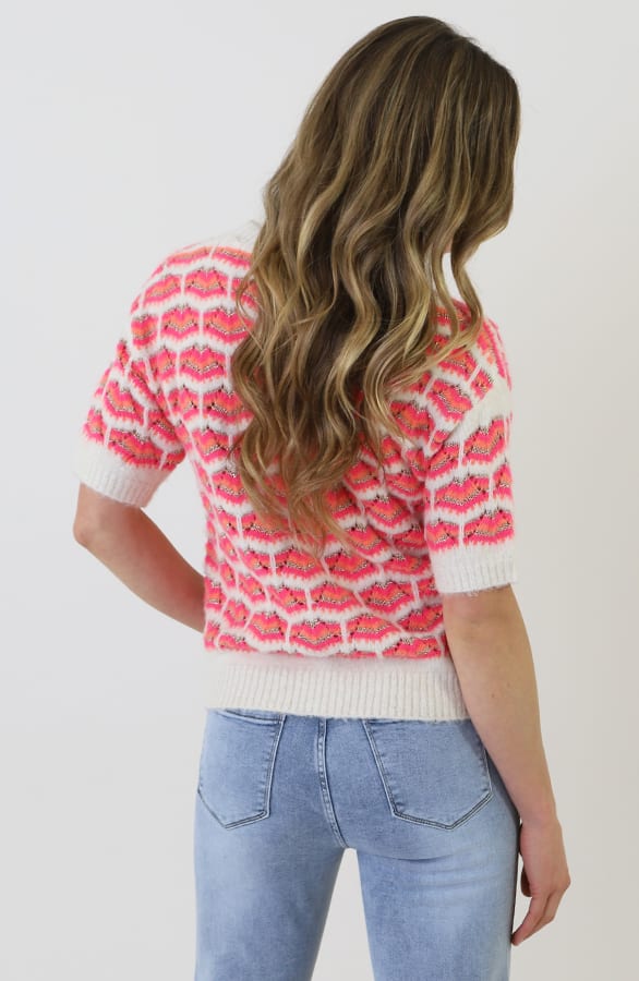Gebreide Detail Top Print Fuchsia Oranje – truien — foto 7