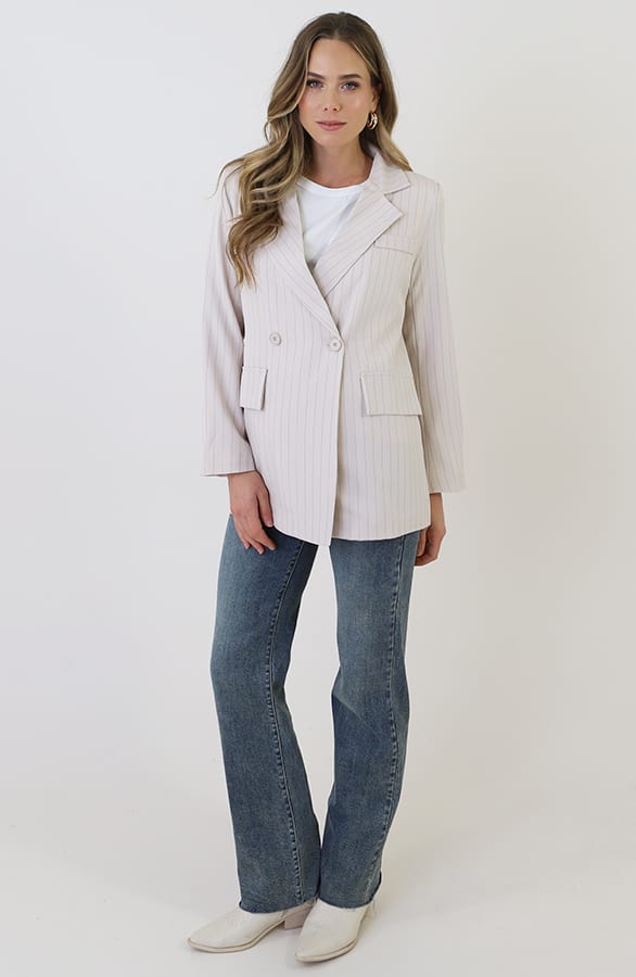 Gestreepte Oversized Blazer Beige – blazers — foto 5