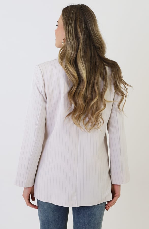 Gestreepte Oversized Blazer Beige – blazers — foto 3