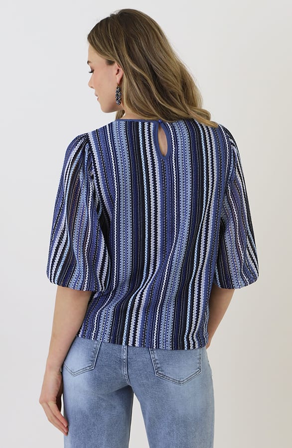Gestreepte Pofmouw Top Navy – shirts & tops — foto 10