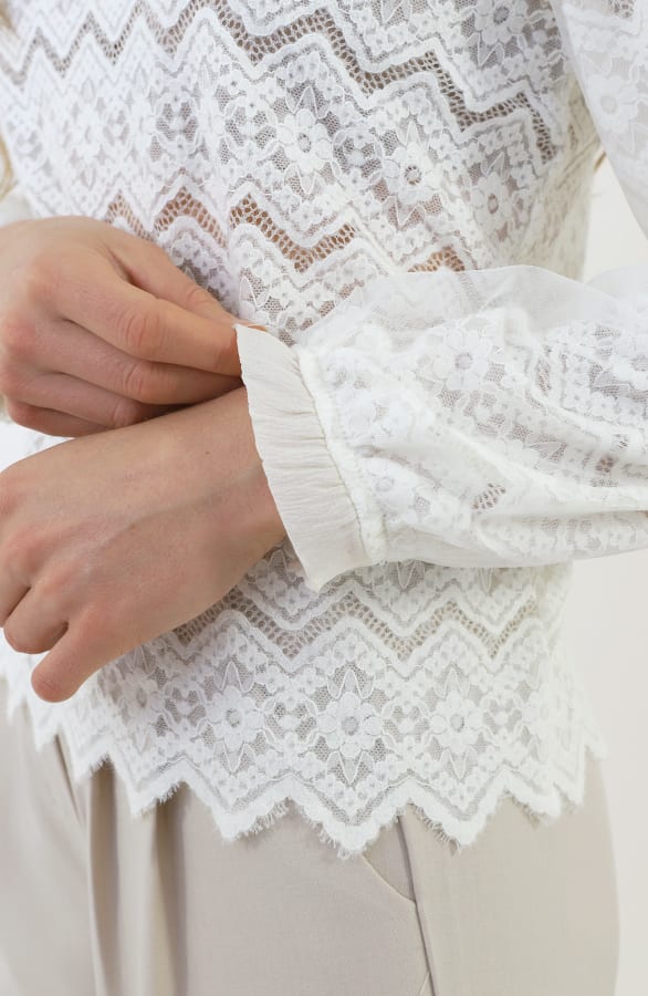 Lace Mesh Blouse Off White – shirts & tops — foto 7