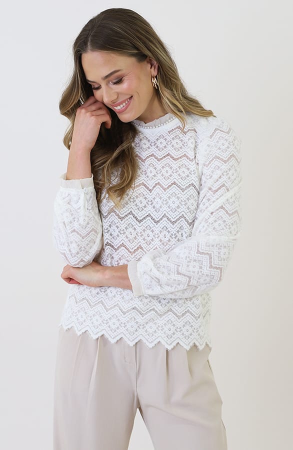 Lace Mesh Blouse Off White – shirts & tops — foto 9