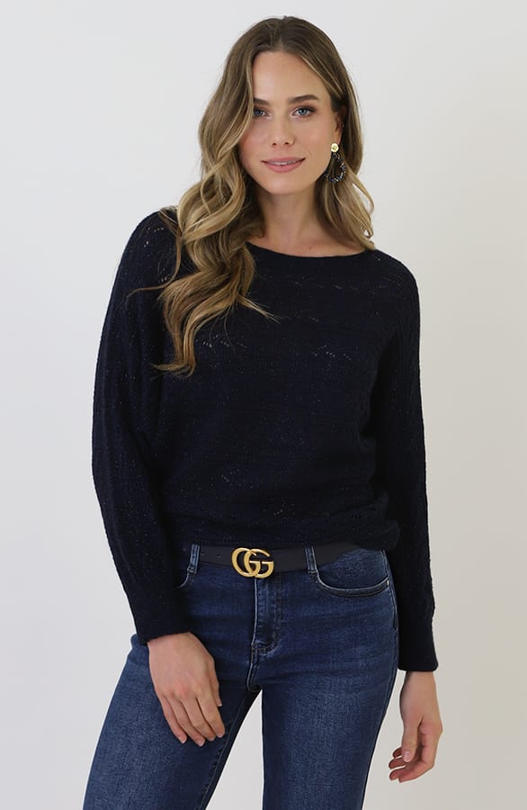 Lurex Patronen Top Lily Navy – shirts & tops — foto 6