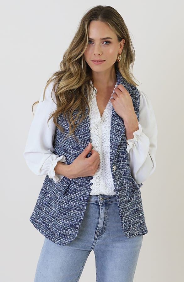 Luxe Tweed Gilet Lurex Navy – vesten — foto 13