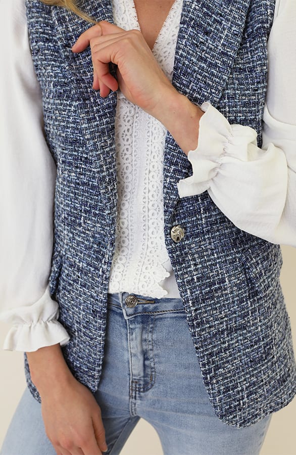 Luxe Tweed Gilet Lurex Navy – vesten — foto 11