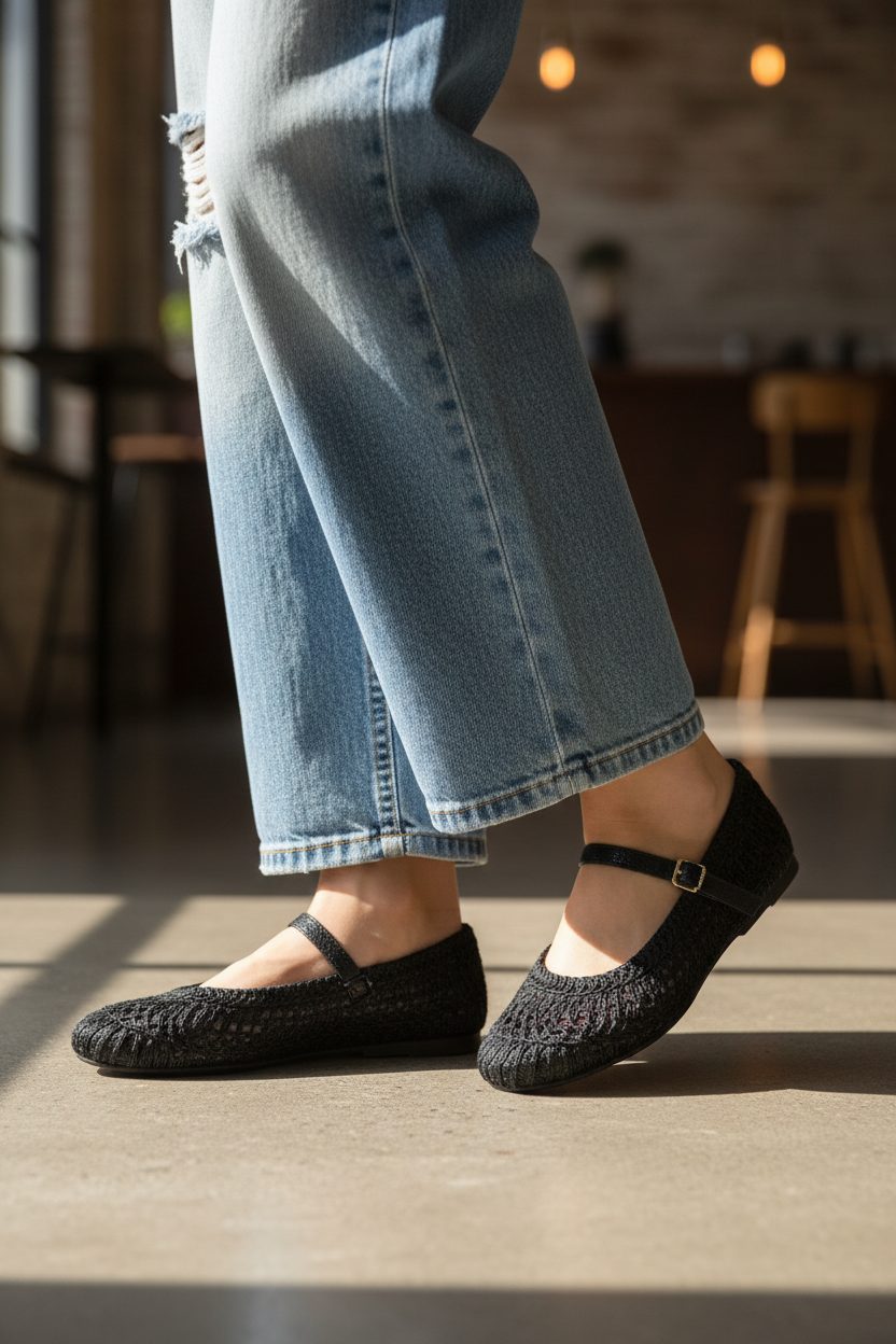 Mary Jane Gewoven Zwart – schoenen — foto 2