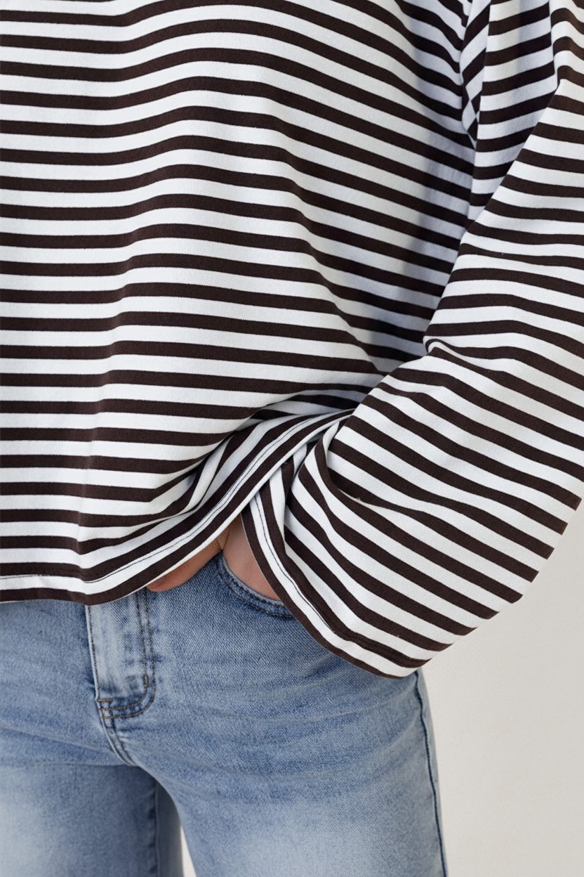 Oversized Gestreepte Katoenen Top Black Off white – shirts & tops — foto 4