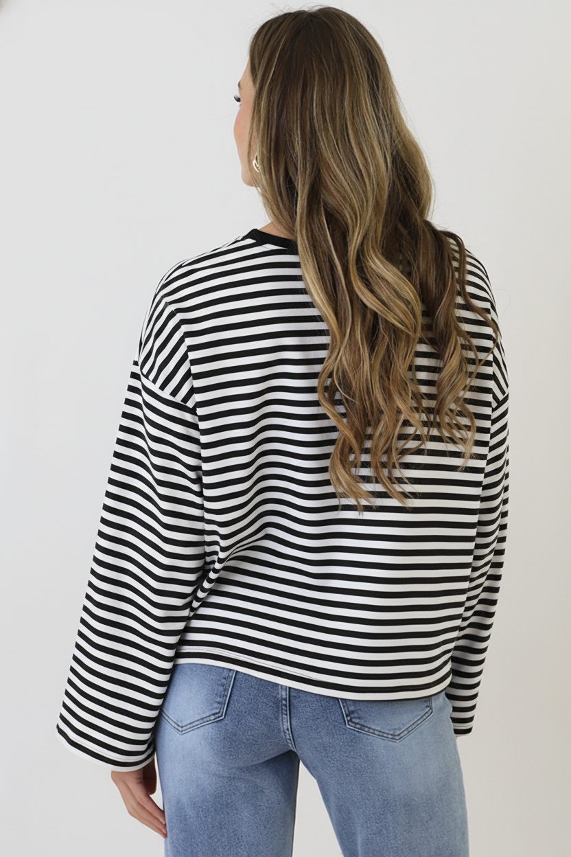 Oversized Gestreepte Katoenen Top Black Off white – shirts & tops — foto 3