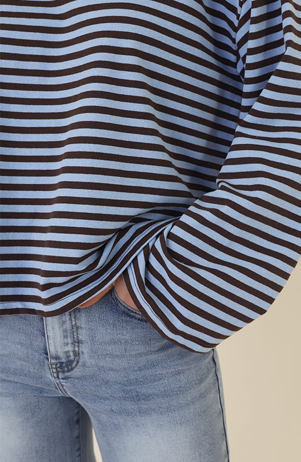 Oversized Gestreepte Katoenen Top Choco Baby Blue – shirts & tops — foto 4